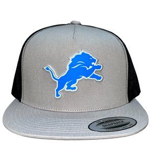 Detroit Lions YP Snapback Flat Bill Trucker Hat- Silver/ Black